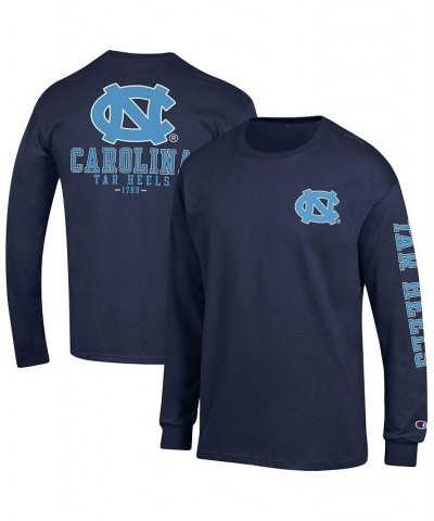 Men's Navy North Carolina Tar Heels Team Stack Long Sleeve T-shirt $24.50 T-Shirts