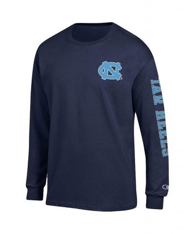 Men's Navy North Carolina Tar Heels Team Stack Long Sleeve T-shirt $24.50 T-Shirts