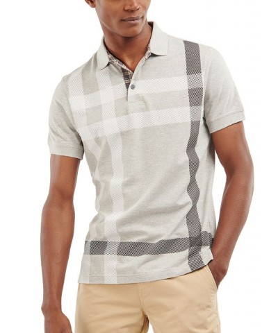 Men's Blaine Oversized Tartan-Print Polo Gray $52.92 Polo Shirts