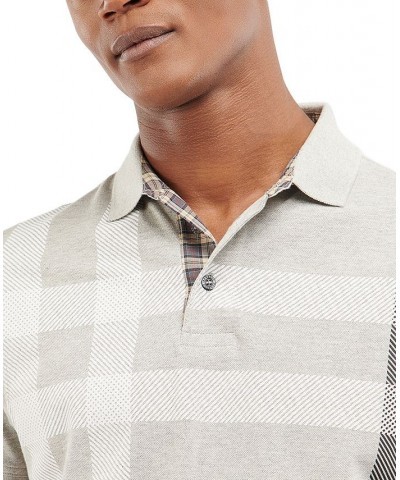 Men's Blaine Oversized Tartan-Print Polo Gray $52.92 Polo Shirts