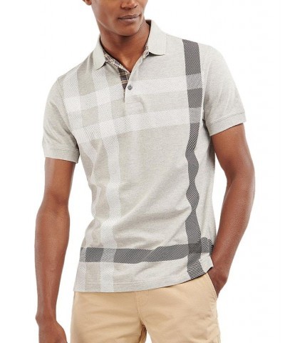 Men's Blaine Oversized Tartan-Print Polo Gray $52.92 Polo Shirts