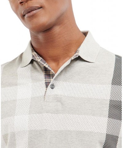 Men's Blaine Oversized Tartan-Print Polo Gray $52.92 Polo Shirts