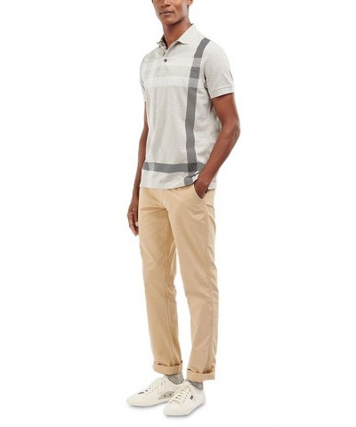 Men's Blaine Oversized Tartan-Print Polo Gray $52.92 Polo Shirts