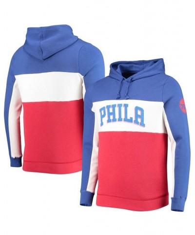 Men's Blue and White Philadelphia 76ers Wordmark Colorblock Fleece Pullover Hoodie $33.47 Sweatshirt