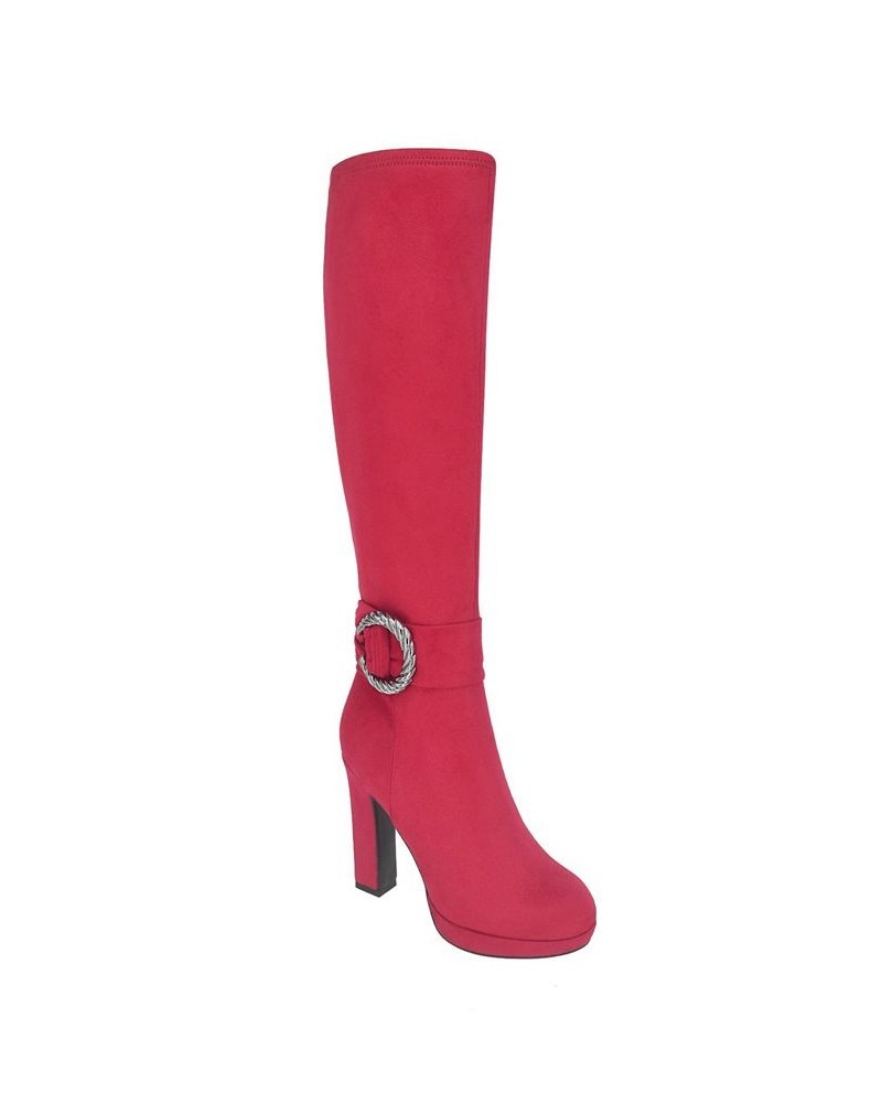 Women's Ovidia Stretch Platform Boot with Memory Foam Red $45.92 Shoes