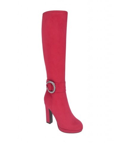 Women's Ovidia Stretch Platform Boot with Memory Foam Red $45.92 Shoes