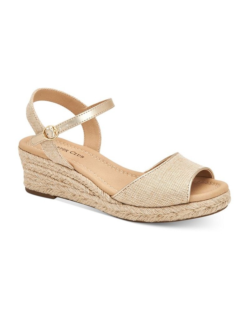 Luchia Platform Wedge Sandals Tan/Beige $34.75 Shoes