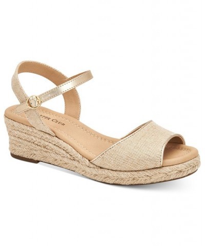 Luchia Platform Wedge Sandals Tan/Beige $34.75 Shoes