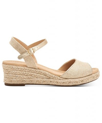 Luchia Platform Wedge Sandals Tan/Beige $34.75 Shoes