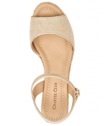 Luchia Platform Wedge Sandals Tan/Beige $34.75 Shoes