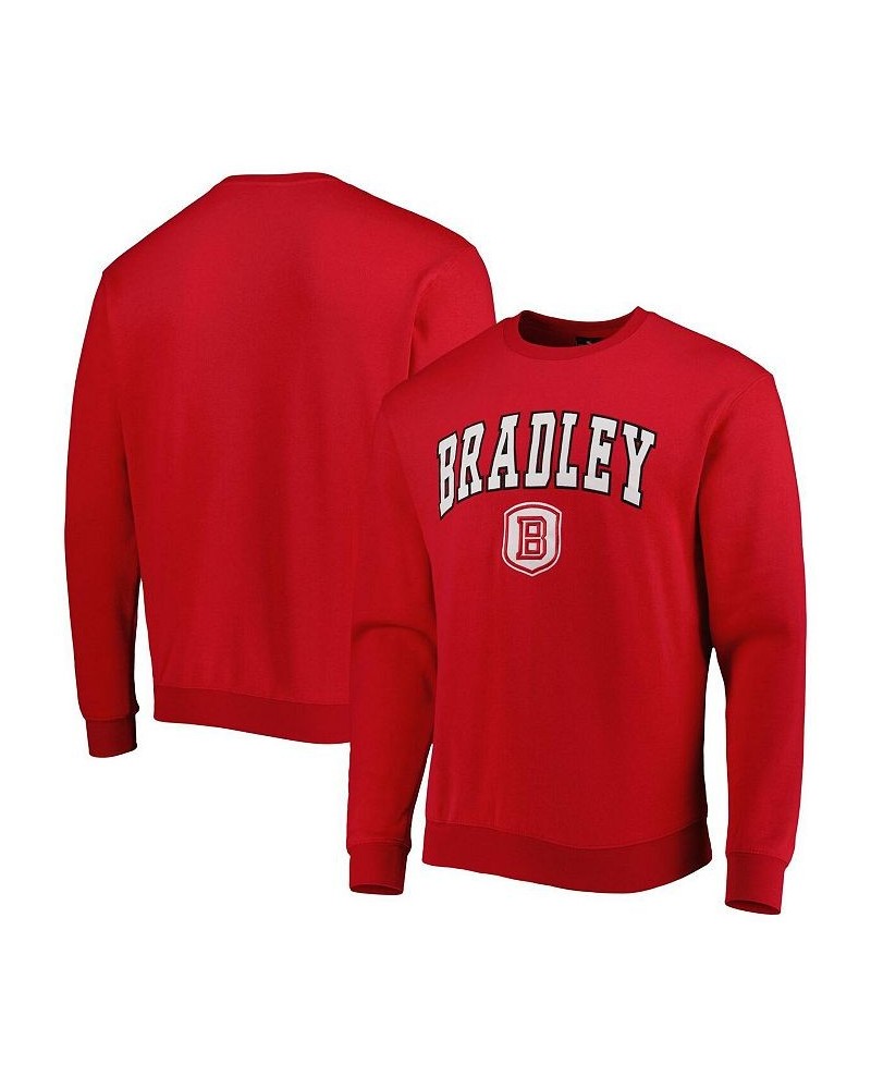 Men's Red Bradley Braves Arch Over Logo Pullover Sweatshirt $26.49 Sweatshirt