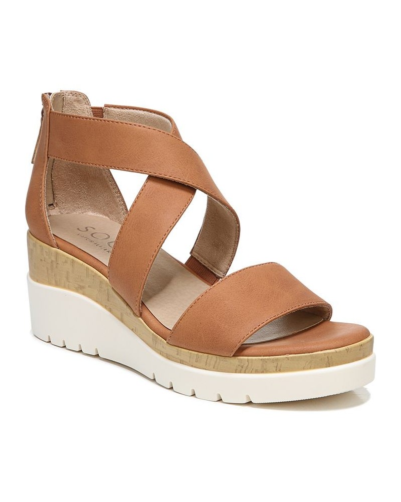 Goodtimes Ankle Strap Wedge Sandals Brown $45.00 Shoes