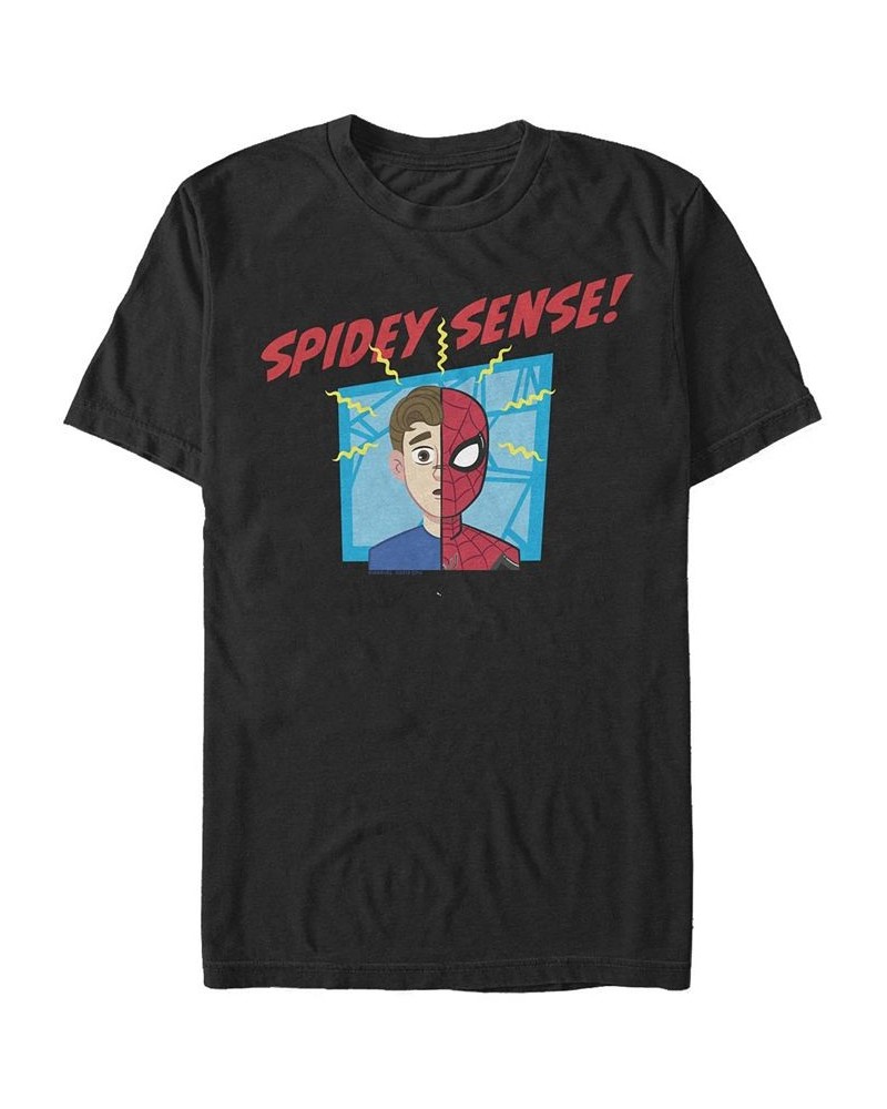 Marvel Men's Spider-Man Far From Home Spidey Sense, Short Sleeve T-shirt Black $19.24 T-Shirts