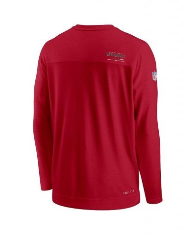 Men's Red Tampa Bay Buccaneers 2022 Sideline Coach Chevron Lock Up Performance Long Sleeve T-shirt $29.69 T-Shirts