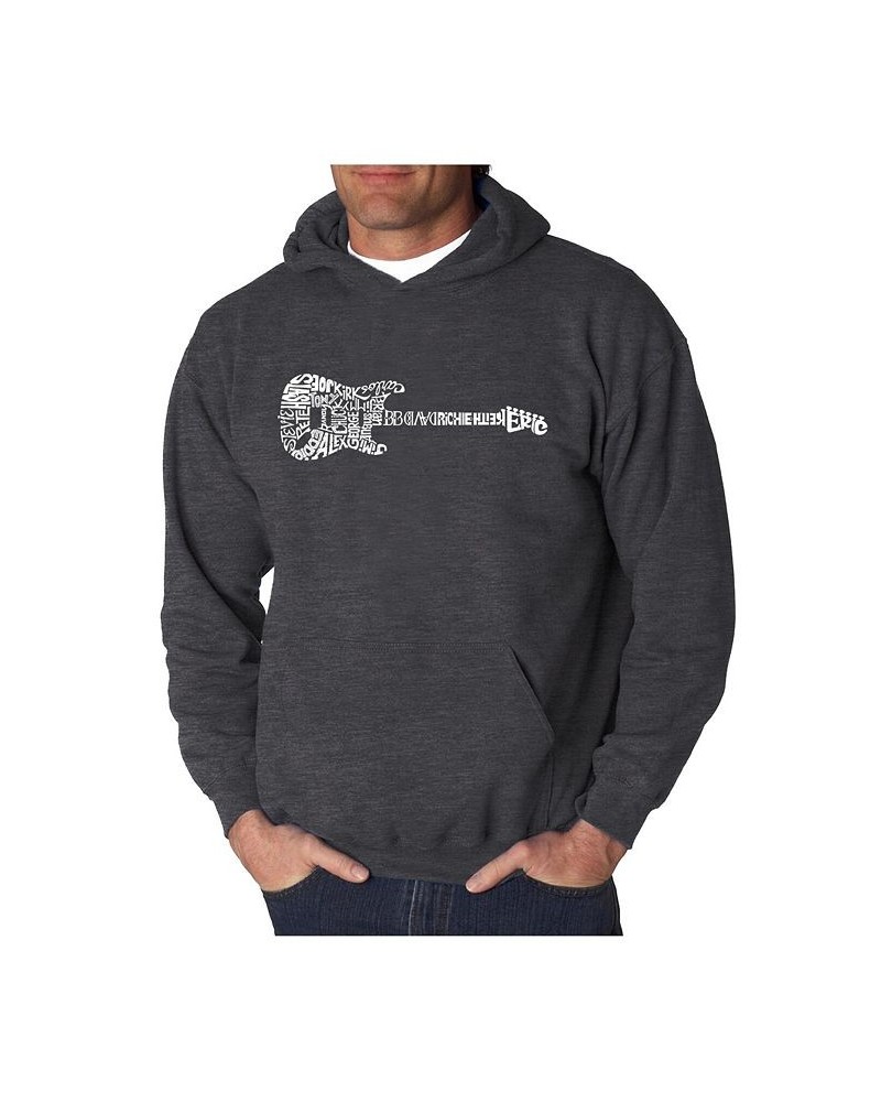 Men's Word Art Hooded Sweatshirt - Rock Guitar Gray $24.60 Sweatshirt