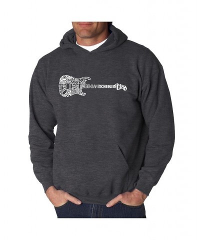 Men's Word Art Hooded Sweatshirt - Rock Guitar Gray $24.60 Sweatshirt