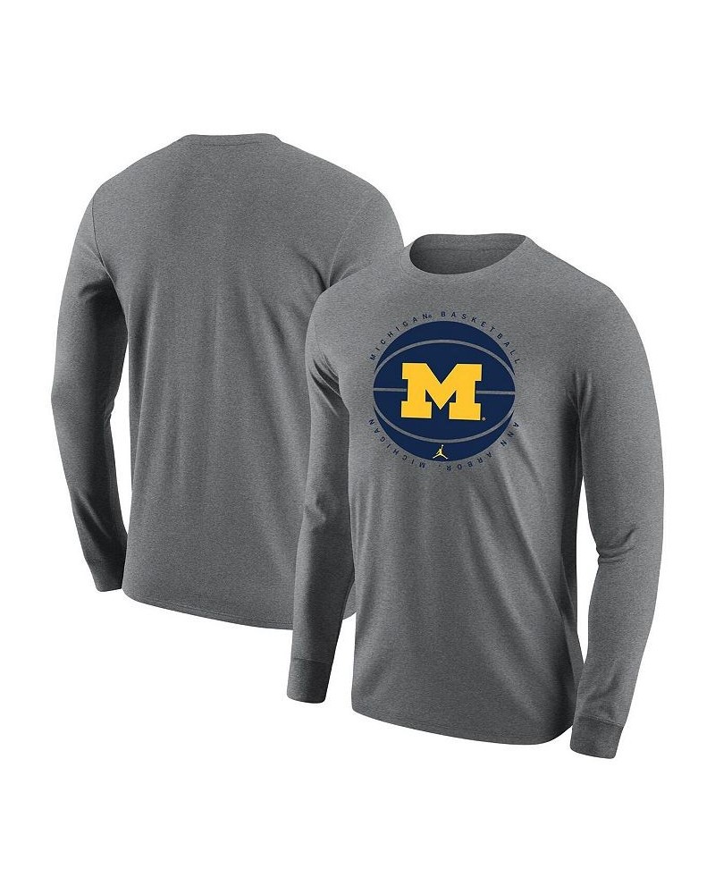 Men's Brand Heather Gray Michigan Wolverines Basketball Long Sleeve T-shirt $20.50 T-Shirts