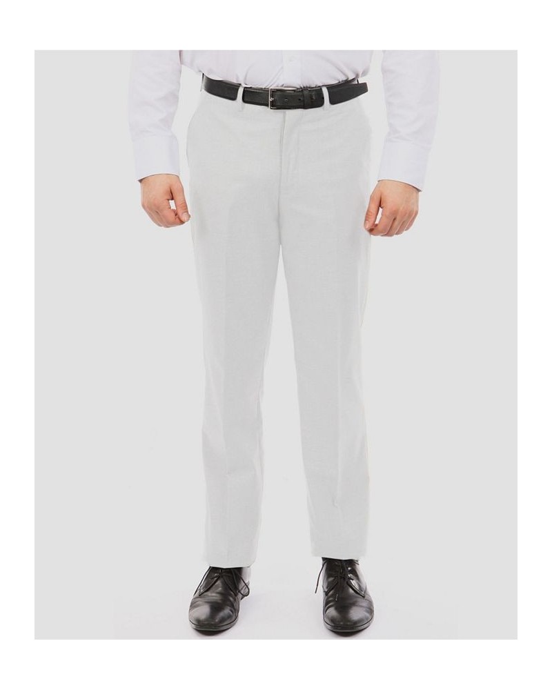 Men's Slim-Fit Flat Front Stretch Dress Pants White $21.62 Pants