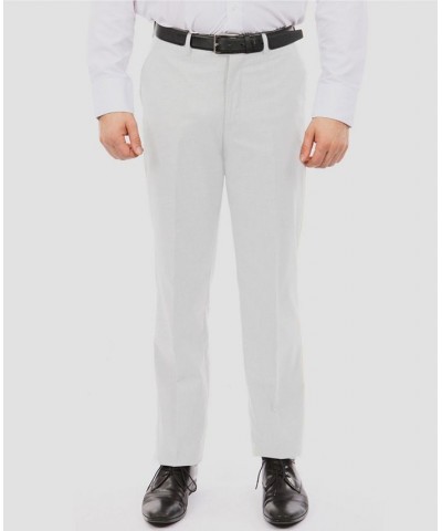 Men's Slim-Fit Flat Front Stretch Dress Pants White $21.62 Pants