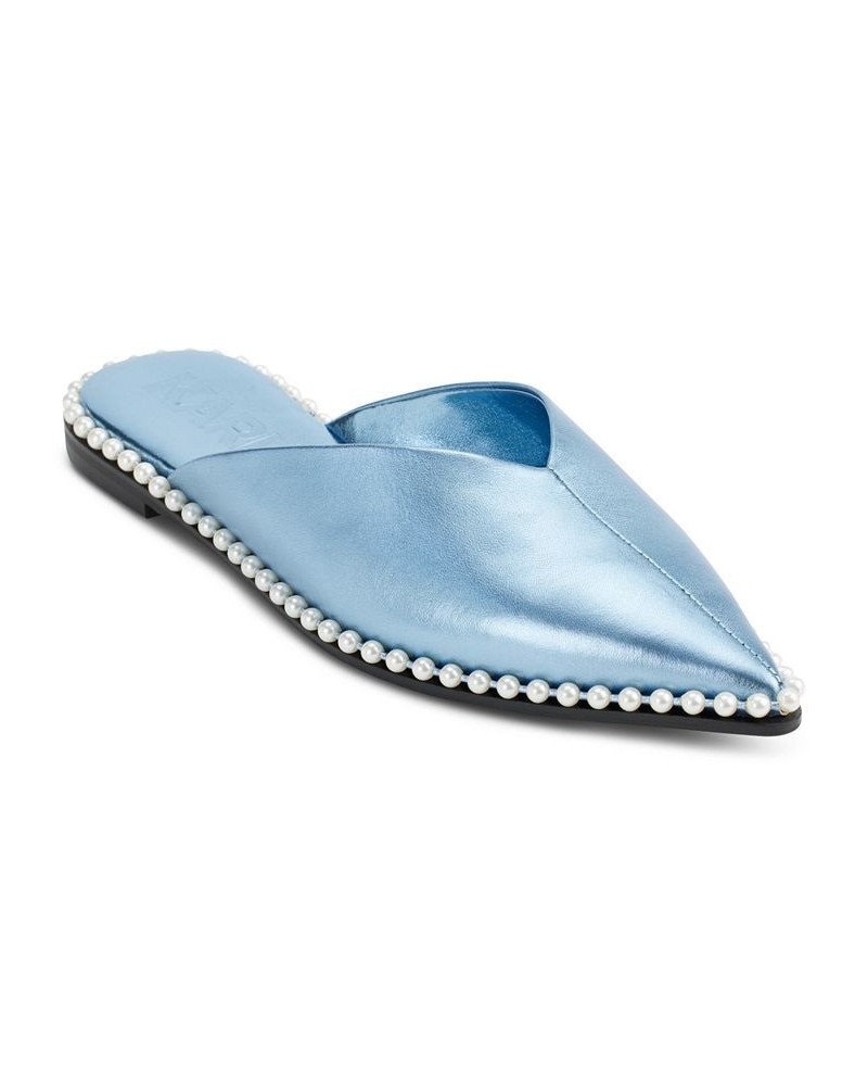 Women's Vyra Slip-On Mule Flats Blue $55.13 Shoes