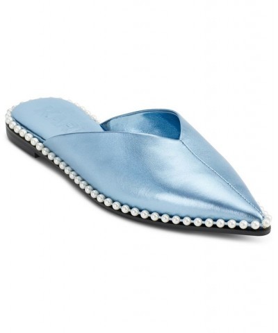 Women's Vyra Slip-On Mule Flats Blue $55.13 Shoes