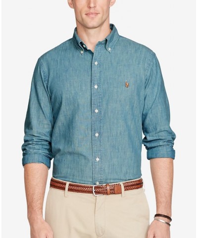 Men's Long Sleeve Classic-Fit Chambray Shirt Blue $44.55 Shirts