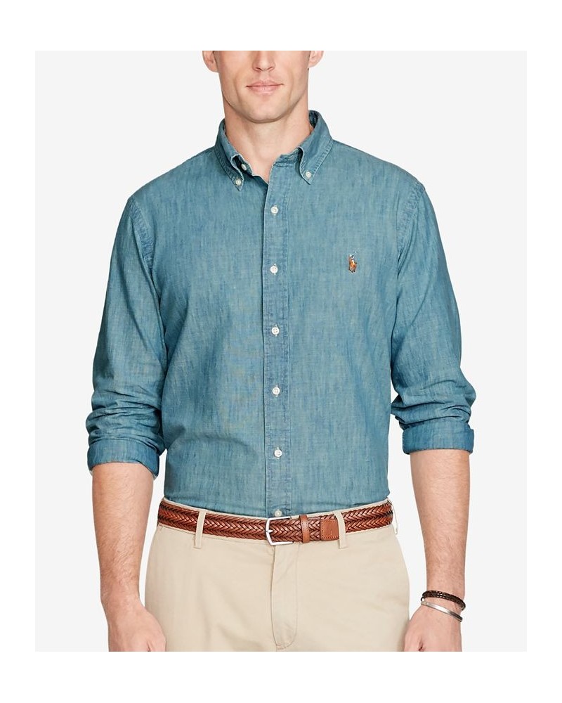 Men's Long Sleeve Classic-Fit Chambray Shirt Blue $44.55 Shirts