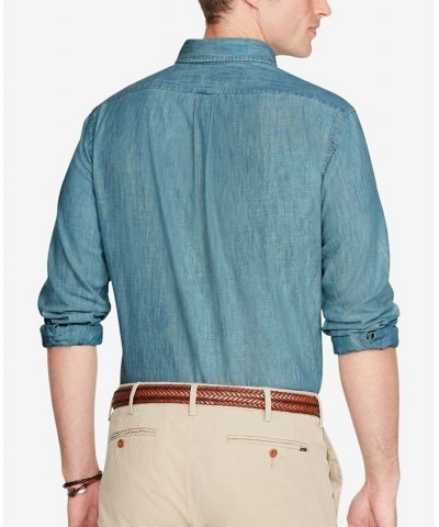 Men's Long Sleeve Classic-Fit Chambray Shirt Blue $44.55 Shirts