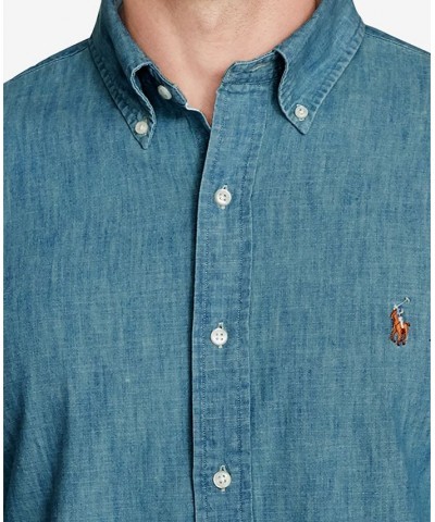 Men's Long Sleeve Classic-Fit Chambray Shirt Blue $44.55 Shirts