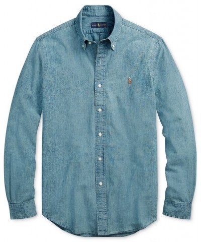 Men's Long Sleeve Classic-Fit Chambray Shirt Blue $44.55 Shirts