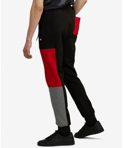 Men's Big and Tall Color Block Party Fleece Joggers Black $31.96 Pants