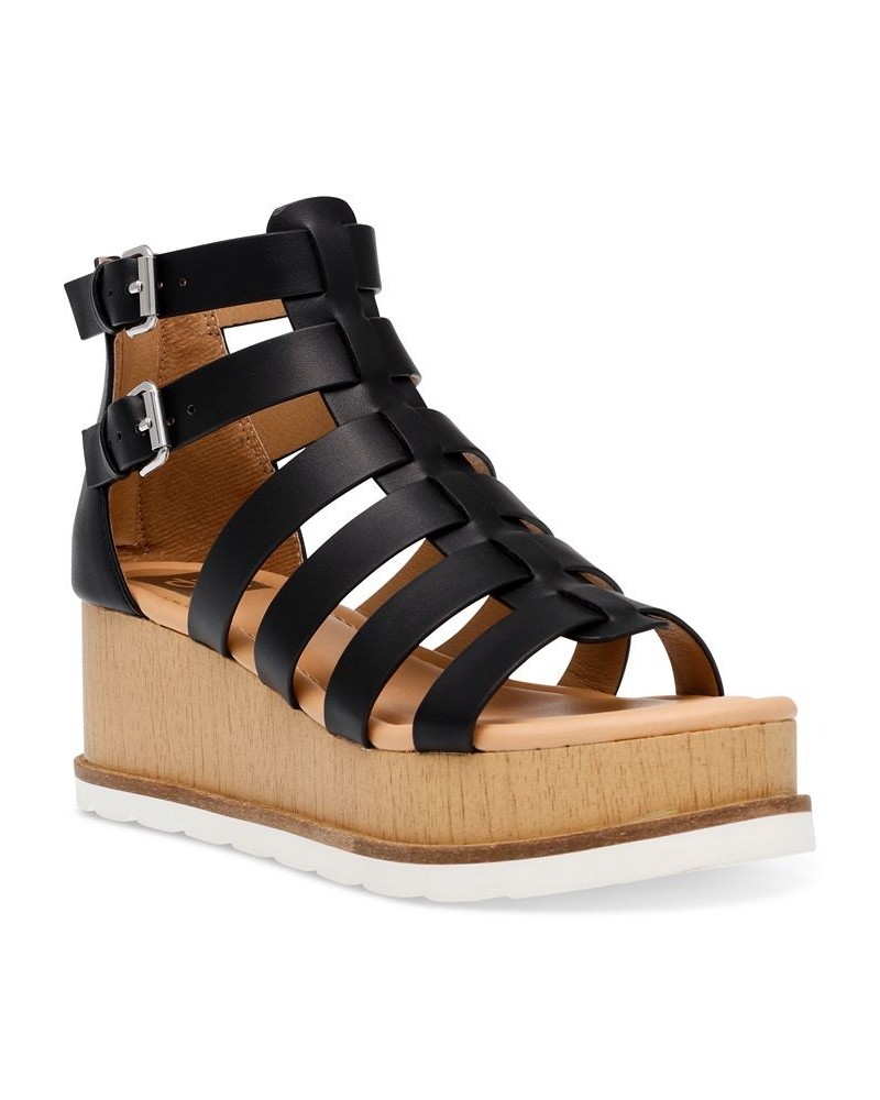 Women's Breva Platform Fisherman Sandals Black $32.39 Shoes