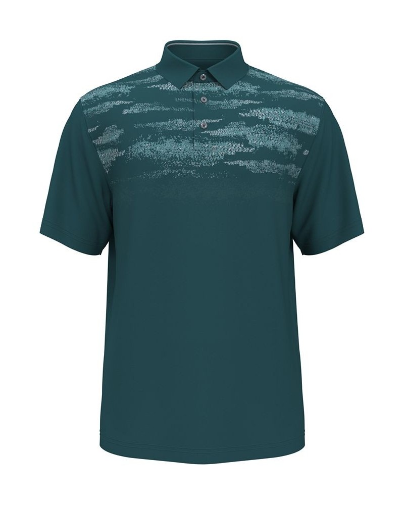 Men's Athletic-Fit Terrain Texture Print Golf Polo Green Heron $18.23 Polo Shirts