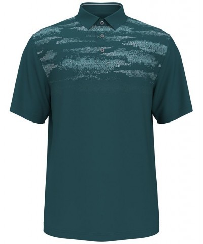 Men's Athletic-Fit Terrain Texture Print Golf Polo Green Heron $18.23 Polo Shirts