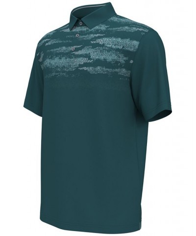 Men's Athletic-Fit Terrain Texture Print Golf Polo Green Heron $18.23 Polo Shirts