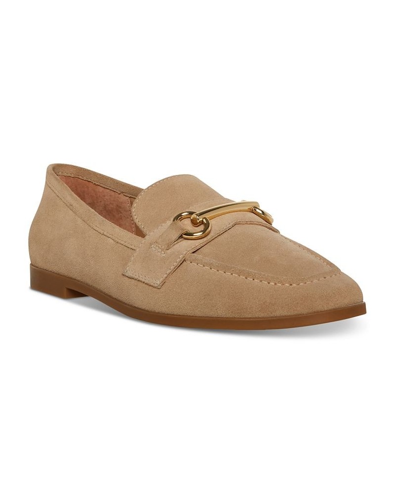 Women's Cosmo Bit Buckle Slip-On Loafer Flats Tan/Beige $43.09 Shoes