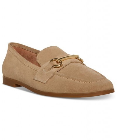 Women's Cosmo Bit Buckle Slip-On Loafer Flats Tan/Beige $43.09 Shoes