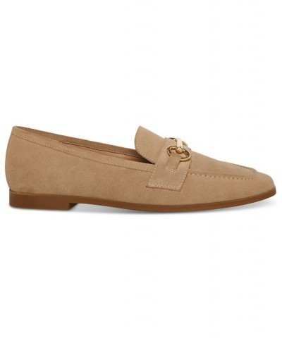 Women's Cosmo Bit Buckle Slip-On Loafer Flats Tan/Beige $43.09 Shoes