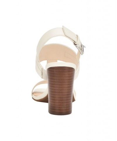 Women's Garza Block Heeled T-Strap Sandals Ivory/Cream $38.27 Shoes