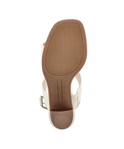 Women's Garza Block Heeled T-Strap Sandals Ivory/Cream $38.27 Shoes