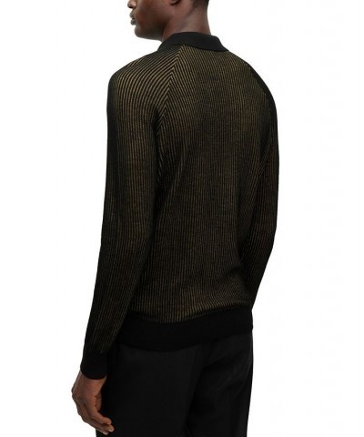 BOSS Men's Ribbed Polo Slim Fit Sweater Gold $76.16 Sweaters