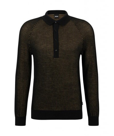 BOSS Men's Ribbed Polo Slim Fit Sweater Gold $76.16 Sweaters