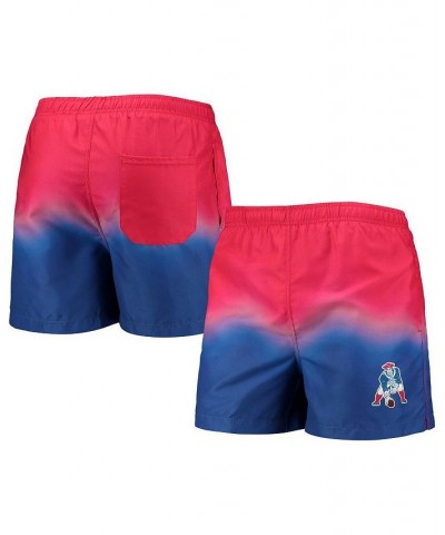 Men's Red, Royal New England Patriots Retro Dip-Dye Swim Shorts $21.32 Swimsuits