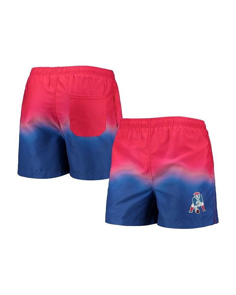 Men's Red, Royal New England Patriots Retro Dip-Dye Swim Shorts $21.32 Swimsuits