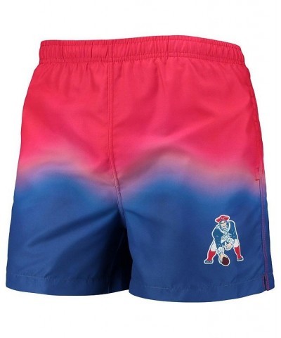 Men's Red, Royal New England Patriots Retro Dip-Dye Swim Shorts $21.32 Swimsuits