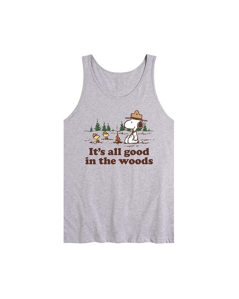 Men's Peanuts All Good In The Woods Tank Gray $20.29 T-Shirts