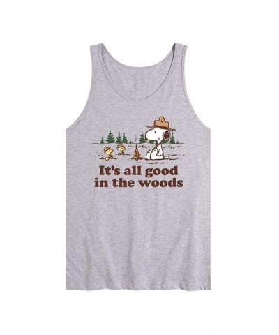 Men's Peanuts All Good In The Woods Tank Gray $20.29 T-Shirts