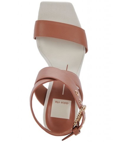 Women's Paytin Square-Toe Ankle-Strap City Sandals Brown $64.40 Shoes