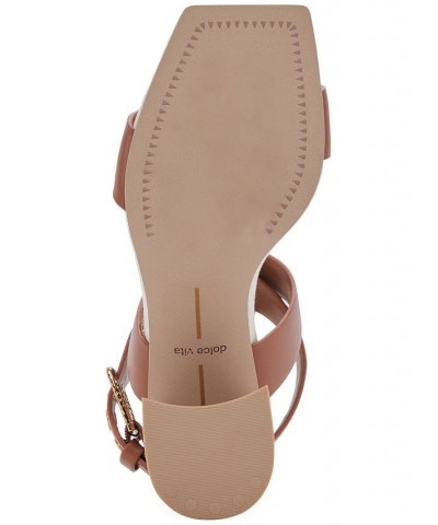 Women's Paytin Square-Toe Ankle-Strap City Sandals Brown $64.40 Shoes