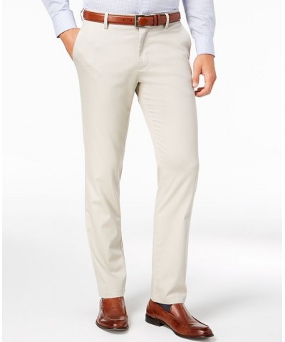 Men's Signature Lux Cotton Slim Fit Stretch Khaki Pants White $32.99 Pants